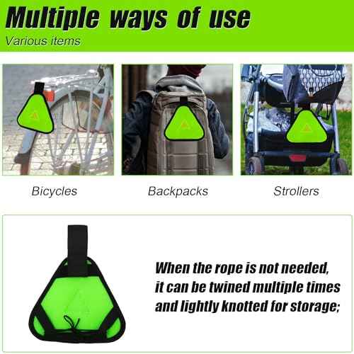 Reflective Triangle Sign, Bright Reflective Yield Symbol with Magic Adhesive Strap & Cord High Visibility Safety Triangle for Bike Backpack Different Scenes, Multiple Fixing Methods