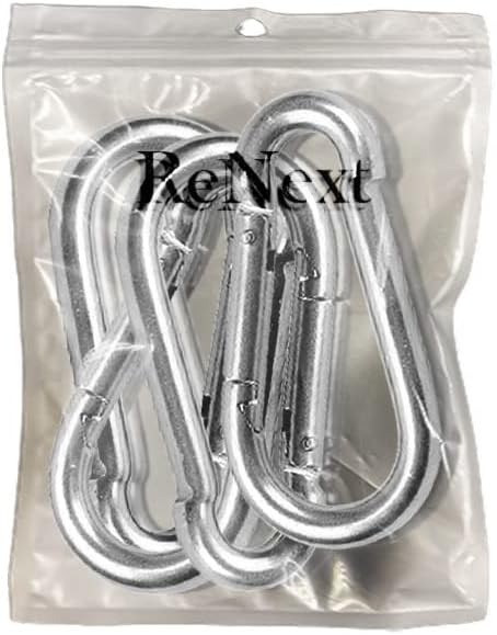 ReNext 4 Pack 2 Inch Stainless Steel 304 Spring, Snap, Link, Hook, Clip Carabiner-Keychain, Keyring/Camping/Fishing/Traveling/Hiking/Dog Leash.etc. Set of 4 (Not Used for Climbing)