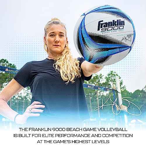 Franklin Sports Pro Beach Volleyball Ball - Kerri Walsh Jennings 9000 Beach Game Sand + Outdoor Volleyball - Competition Ball for Sand + Outdoor Courts - Hand Sewn Synthetic Leather