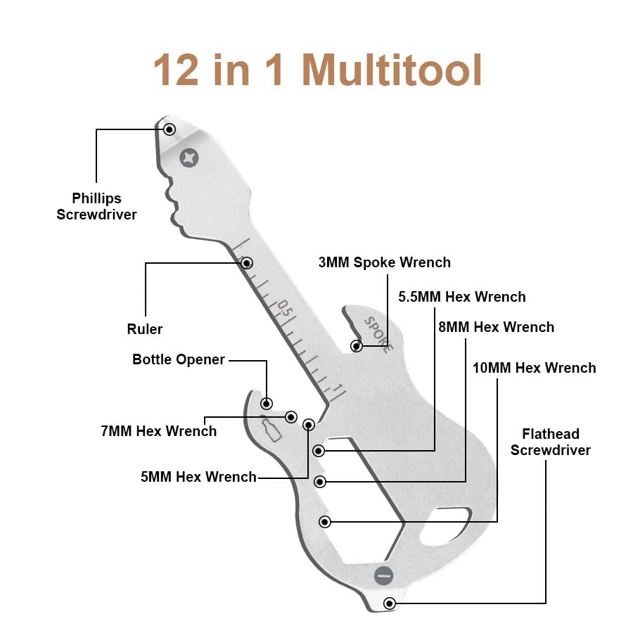 12 in 1 Keychain Multi-tool, Gifts for Men Boyfriend Dad, Father's Day Birthday Gifts, Mini EDC gadgets Tool Gear Bottle Opener for Camping Survival