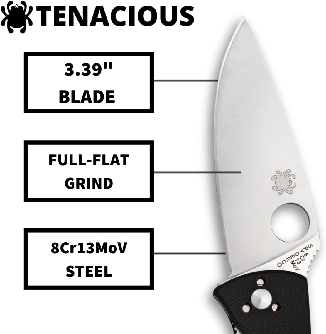 Spyderco Tenacious G-10 Black Mid-Sized Folding Knife - LinerLock Lock Type - C122GP