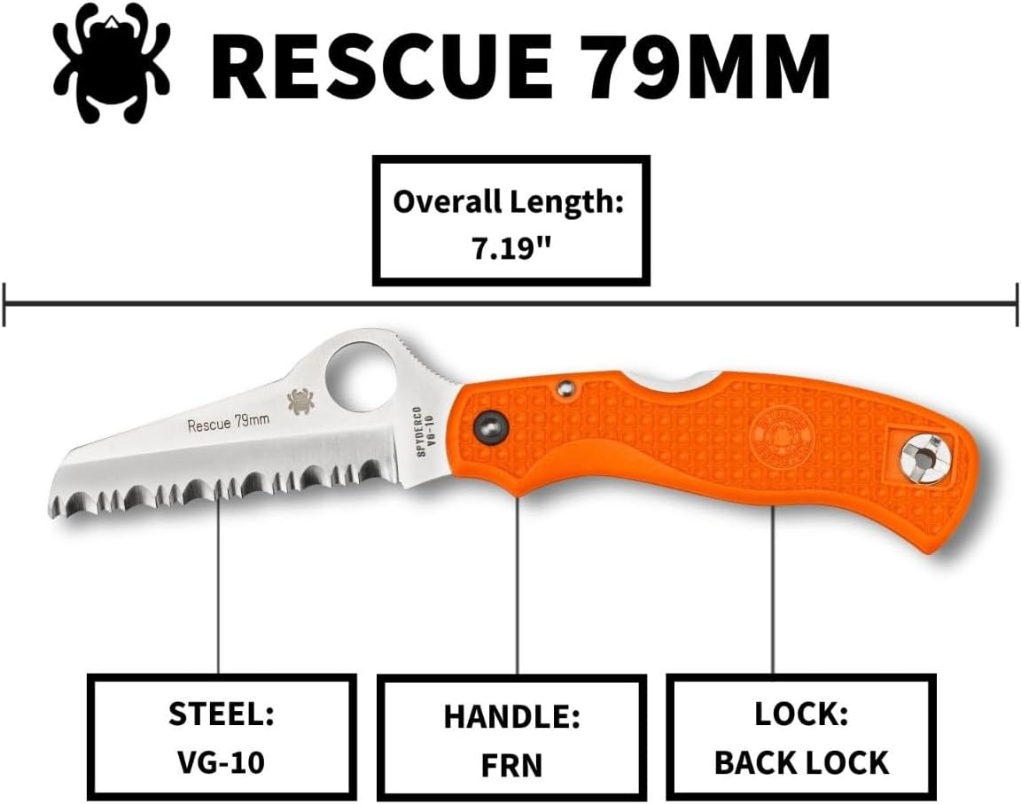 Byrd Cara Cara 2 Rescue Lightweight Knife with 3.88" Stainless Steel Sheepfoot Blade and High Performance Black FRN Handle - SpyderEdge - BY17SBK2