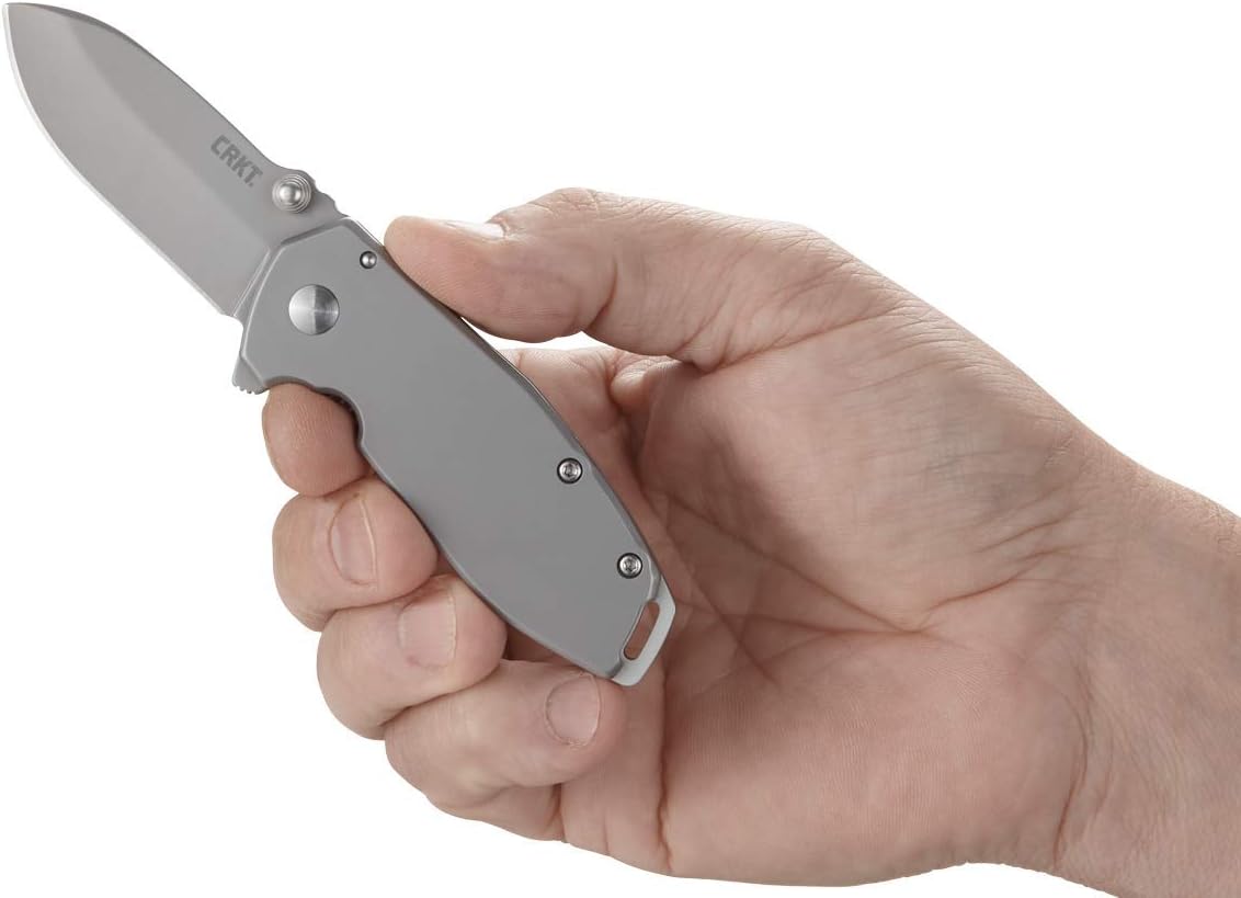 CRKT Squid Everyday Carry EDC Pocket Folding Knife with Frame Lock: Stainless Steel Plain Edge Blade, Stainless Steel Handle, Pocket Clip, 2490KS