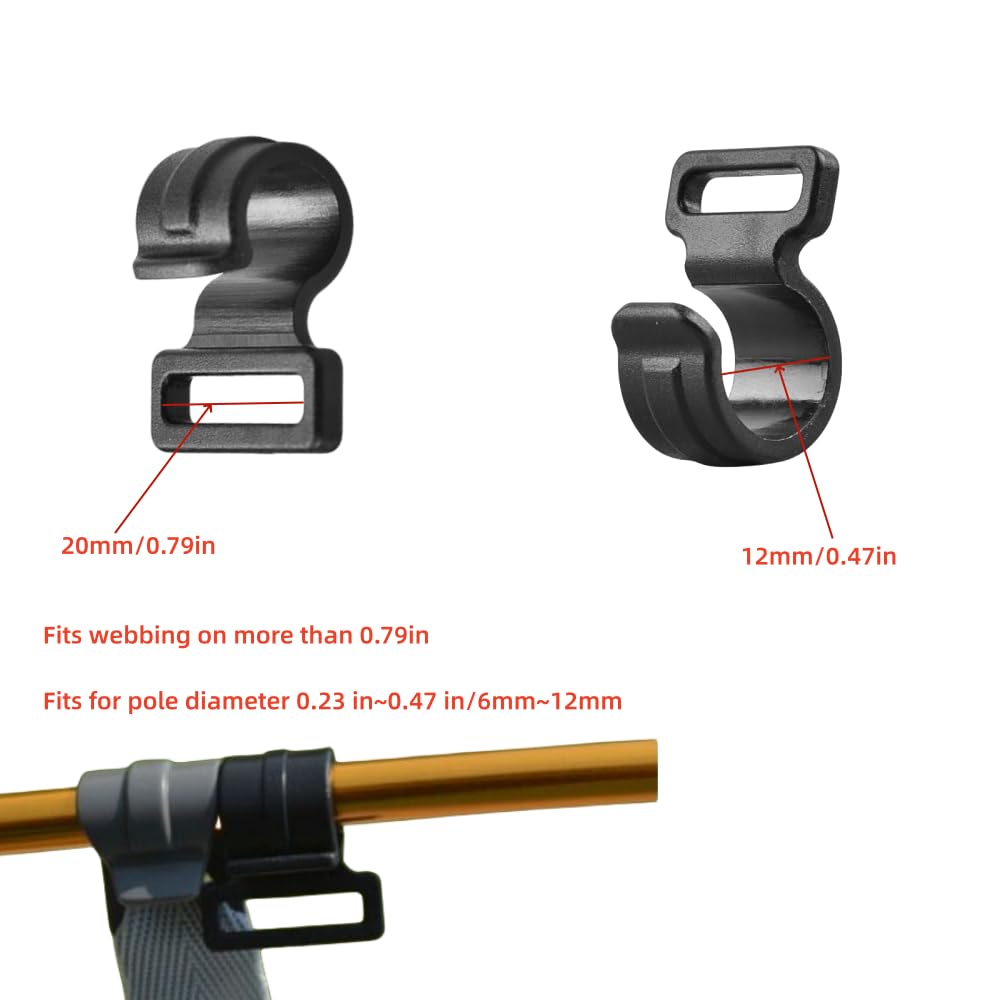 30Pcs Tent Pole Clips,C Clips for Tent, Tent Pole Attachment Clips for Outdoor Camping Canopies Tents Accessories (Fits 9.5mm 3/8” Poles)