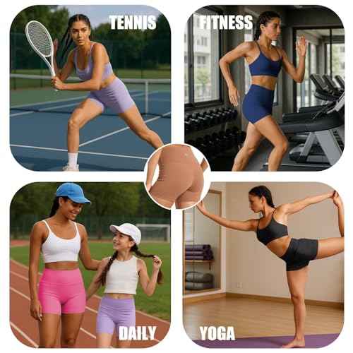 Women's 6" Gym Biker Shorts, Spandex Athletic Workout High Waisted Yoga Shorts