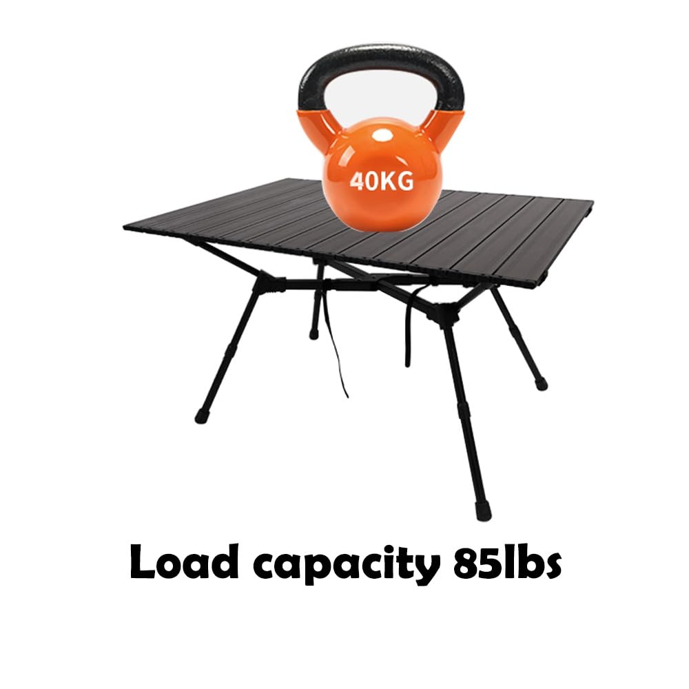 Height Adjustable Folding Camping Table Outdoor Lightweight Aluminum Tables of 4 Positions Ultralight Aluminum Frame Compact with Carry Bag for Camp, Beach, Picnic