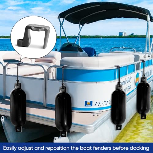 Boat Bumper Clips for Docking - Grey, Set of 4 - Fits 1 Inch & 1.25 Inch Square Tube - Variation 4