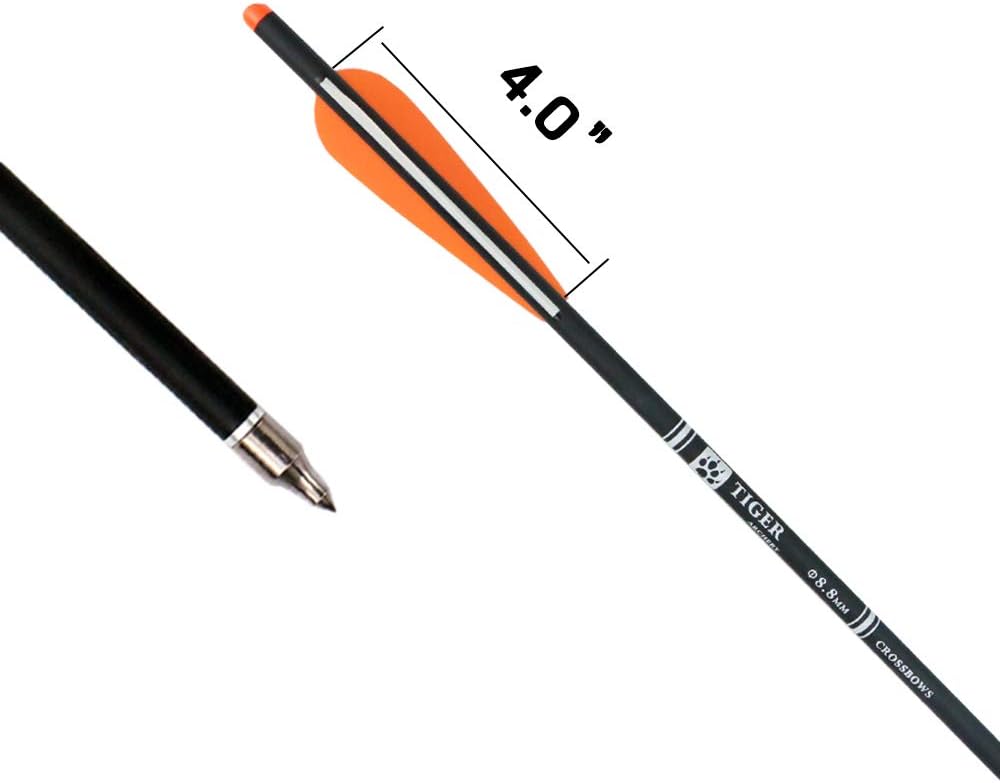 20inch Hunting Archery Carbon Arrow Crossbow Bolts with 4" vanes Feather and Replaced Arrowhead/Tip(Pack of 12) …
