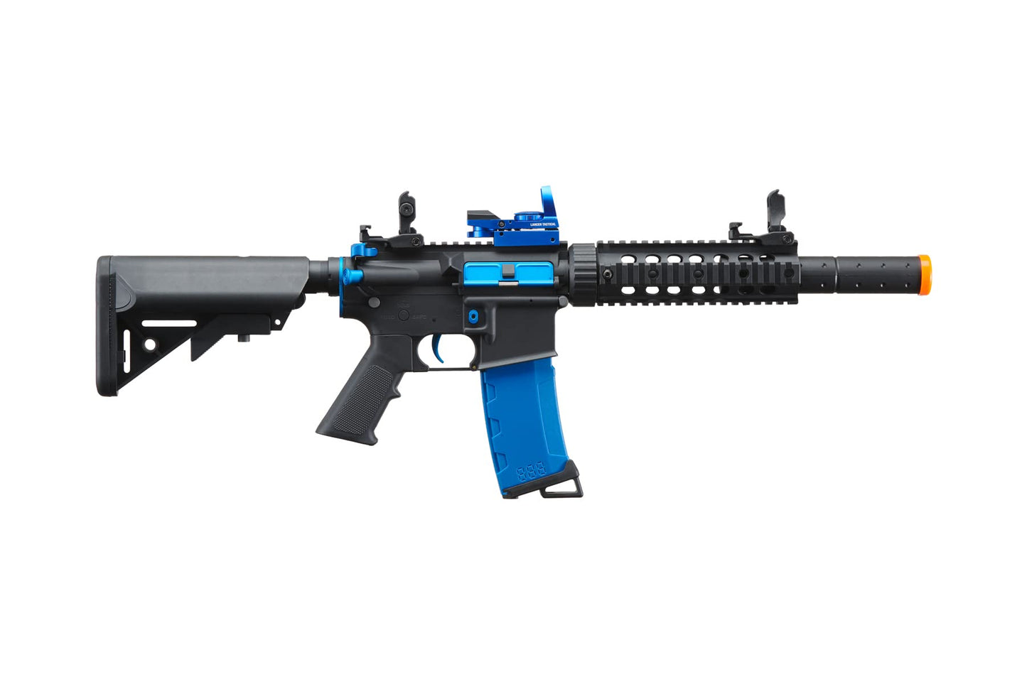 Lancer Tactical Gen 2 M4 SD Blue Carbine Combo Airsoft AEG Rifle with Red Dot Sight (9.6v Nimh Battery, Charger, 1000 Rounds 0.20g BBS Included)