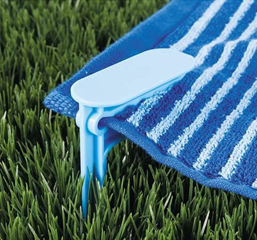 Forzaddik Outdoor Anchor Stakes, Beach Towel/Picnic Mat Anchor Clips Stakes, Pack of 8 (Blue)