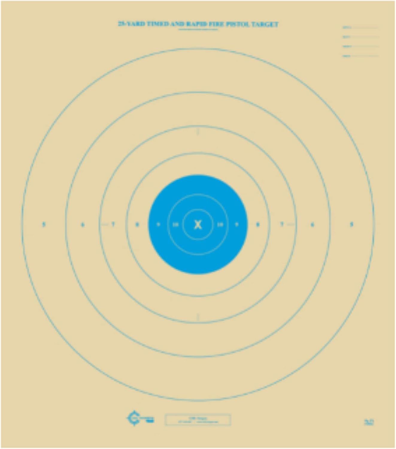 25 Yard, Timed and Rapid Fire Target, Official B-8 NRA Target, 21" x 24"