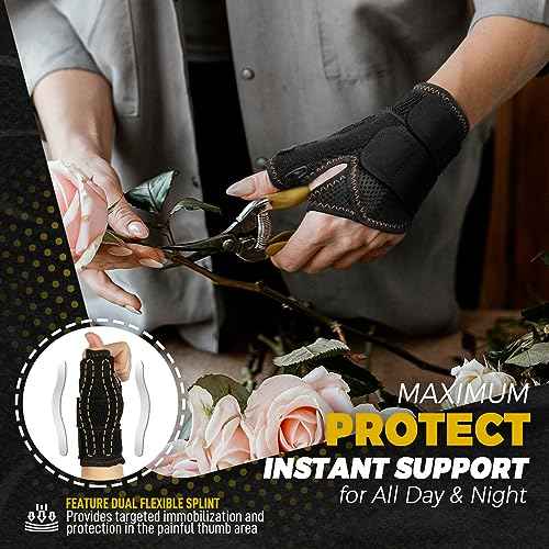 FITTOO Copper Infused Thumb & Wrist Brace for Men and Women - Comfortable CMC Thumb Brace Spica Splint for Pain Relief, Tendonitis, Right & Left Hand - Universal Size