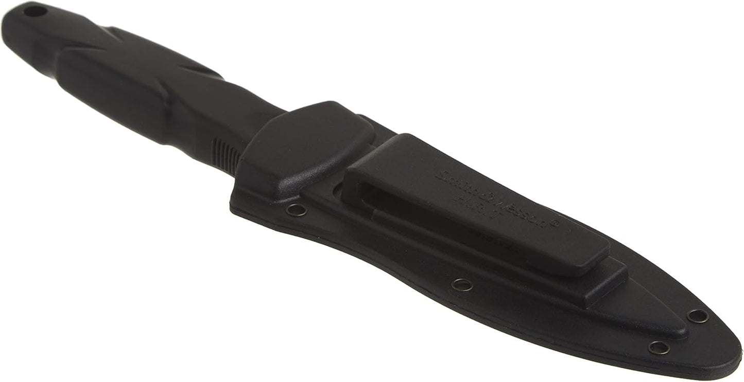 Smith & Wesson SWHRT3BF 7.5in High Carbon S.S. Full Tang Fixed Blade Knife with 3.5in False Edge Blade and TPR Handle for Outdoor, Tactical, Survival and EDC