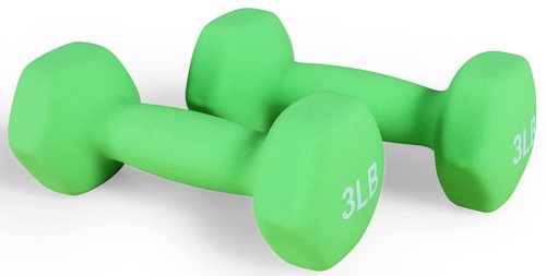 Signature Fitness Set of 2 Neoprene Dumbbell Hand Weights, Anti-Slip, Anti-roll, Hex Shape Colorful, 3-Pound Pair
