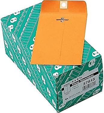 Quality Park 6 x 9 Clasp Envelopes, Clasp and Gummed Closures for Storing or Mailing, 28 lb Kraft Paper, 100 per Box (QUA37855)