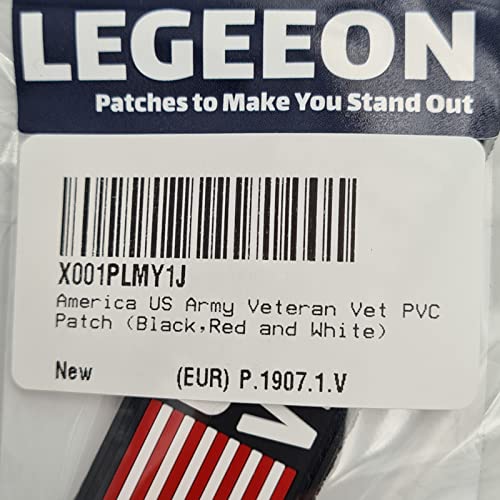America US Army Veteran Vet PVC Patch (Black,Red and White)
