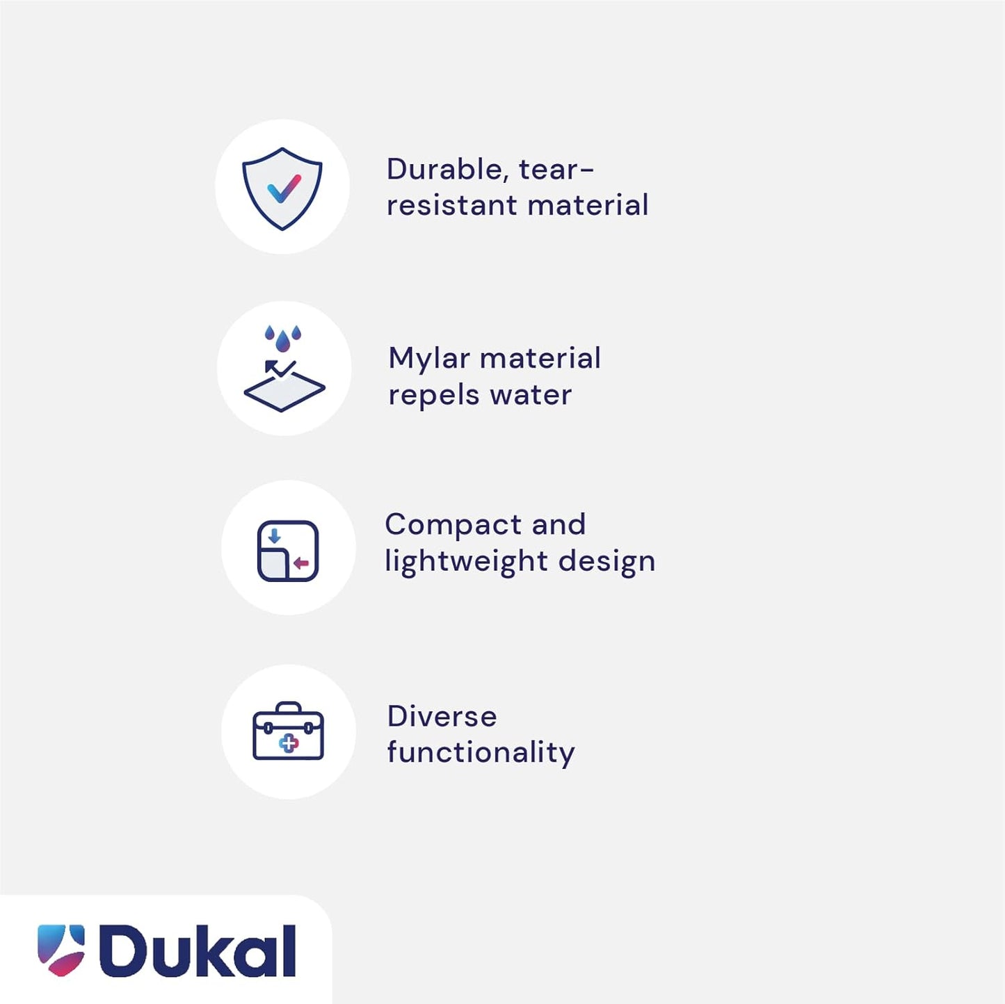Dukal 721 Emergency Survival Blanket Mylar Wrap | Thermal Properties, Convenient Storage | Protection Against Wind, Rain, Sun | Diverse Functionality for Outdoor Enthusiasts & Responders | Pack of 1