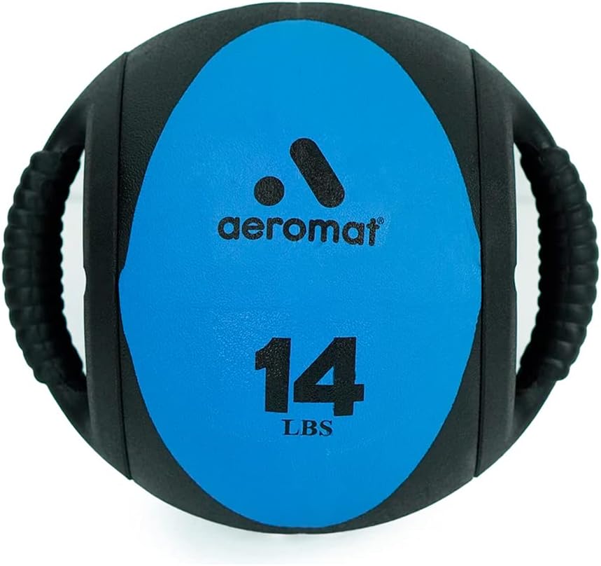 Aeromat Dual Grip Power Medicine Balls for Abdominal Training and Rotational Movements - 9" Diameter - Weights Color-Coded