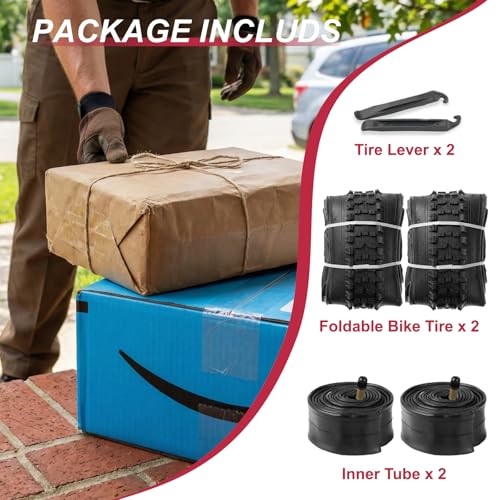 20x2.125 Inch Mountain Bike Tire & Tube Set - Heavy Duty, Puncture Resistant