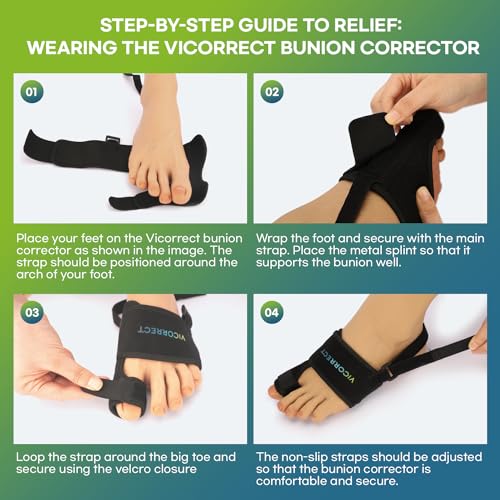 Adjustable Bunion Corrector for Women and Men: Orthopedic Bunion Splint Pain Relief for Day/Night Support (2PC) (Black-1)