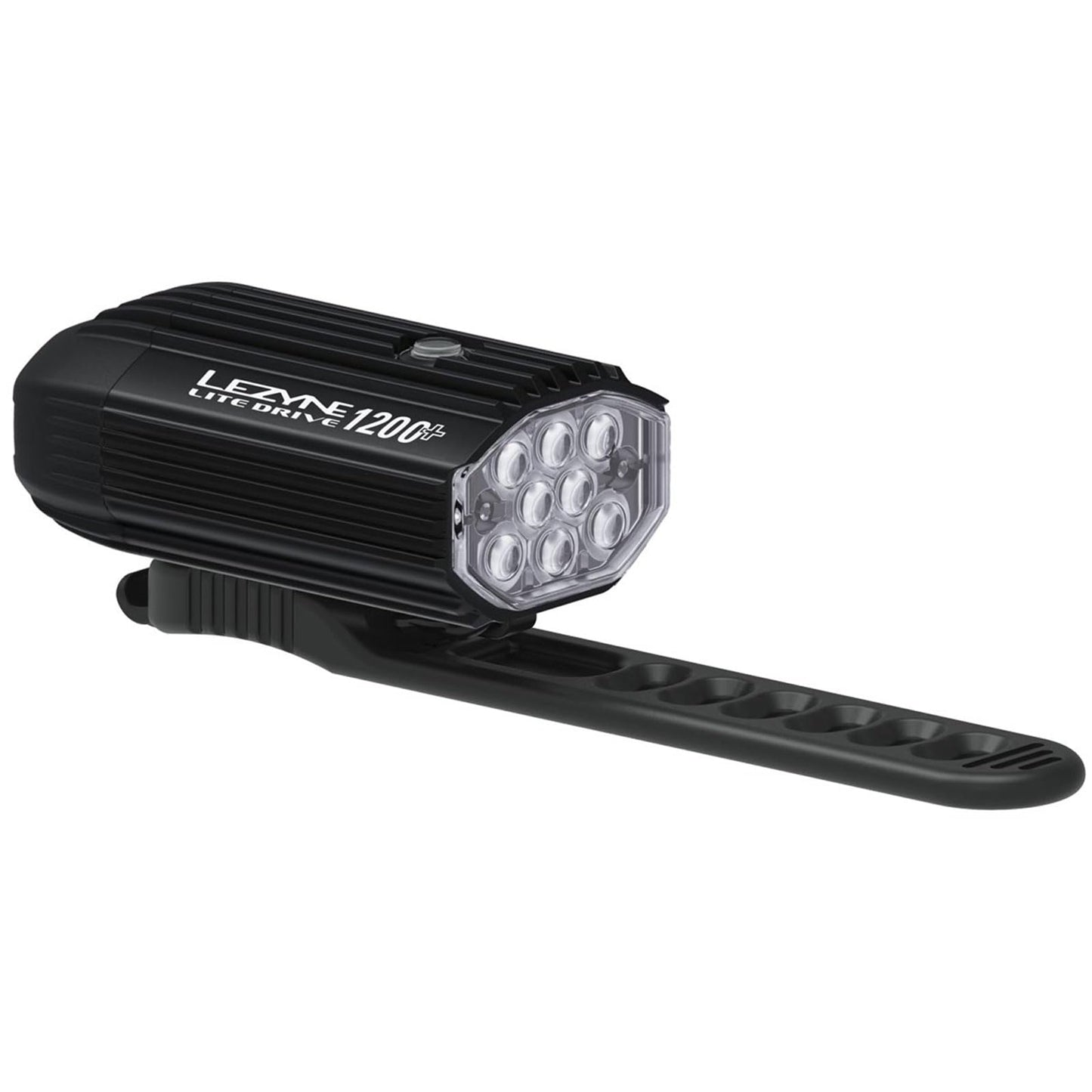 LEZYNE Lite Drive 1200+ Bicycle Durable USB Rechargeable IPX7 Waterproof White LEDs Front Light w/Multiple Solid & Flash Modes | Rubber Mounting Strap Included, Satin Black, 1200 Lumens/USB-C