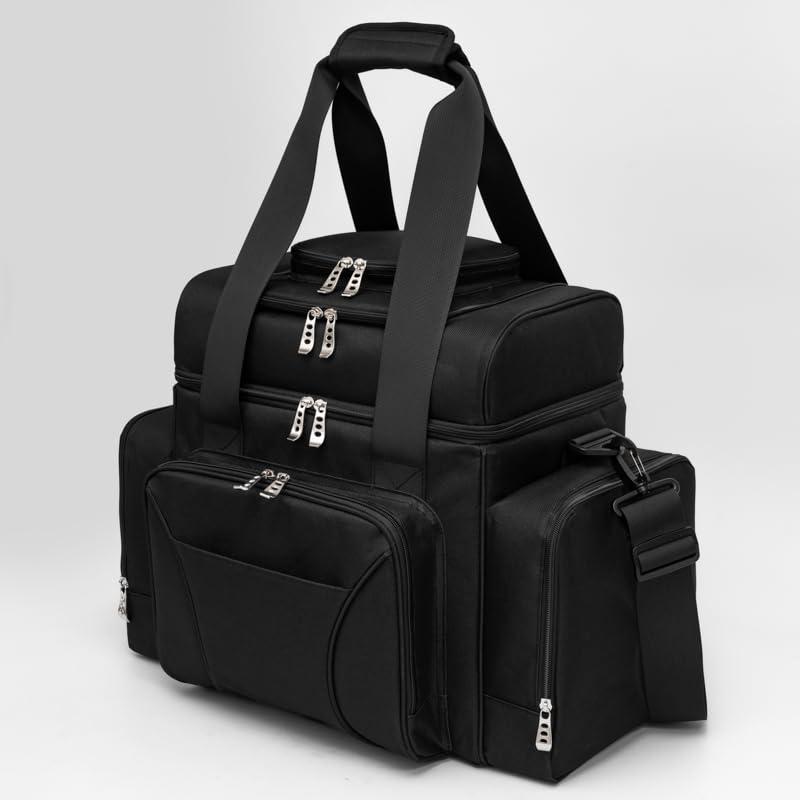 Large Cooler Bag (15x12.5x9 in). Two Insulated Compartment, Heavy Duty Fabric, Thick Insulation, Reinforced Stiches, Multiple Pockets, Durable Zipper.