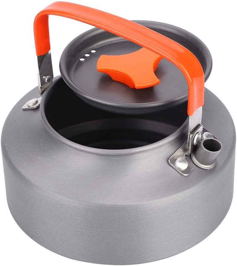 1.1L Camping Kettle, Portable Camping Coffee Tea Pot for Outdoor Hiking Kitchen Use (Orange)
