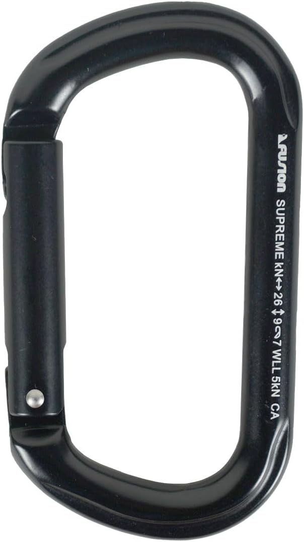 Straight Gate Carabiner - Black, Supreme Oval-Shaped (FP-9318-3-STK-BLK)