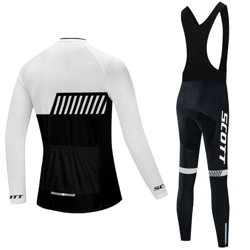 Women's Cycling Jersey Set Long Sleeve Bike Shirts Bicycle Clothing Cycling Bib Pants with Gel Padded