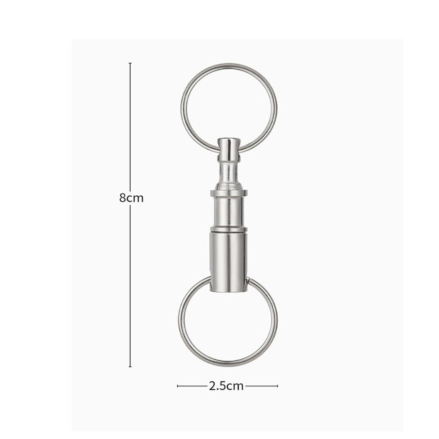 Quick Release Detachable Pull Apart Keychain Key Rings Clip Double Spring Split Snap Seperate Lock Holder Silver (4PCS)