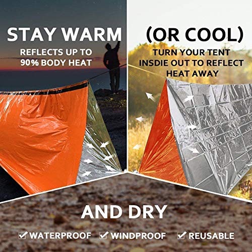 2 Packs Emergency Thermal Sleeping Bag, Survival Bivvy Sacks Blanket with Whistle, Waterproof Lightweight Survival Shelter Blanket Bag Gear for Outdoor Hiking Camping Adventure..