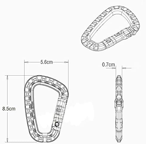 3-Pack Lightweight D-Ring Carabiner Hooks - Tactical Keychain Snap Links
