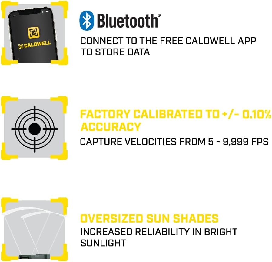Caldwell Ballistic Precision Chronograph with FPS and MPS Readings, Sun Screens and Large LCD Screen for Range Shooting