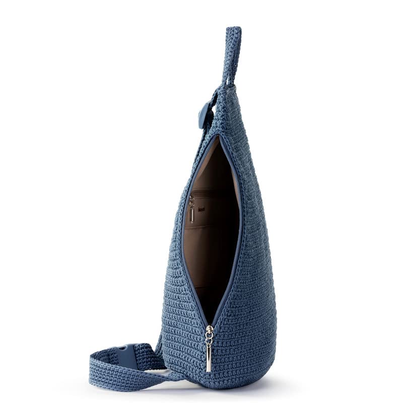 The Sak Geo Sling Backpack in Crochet, Single Sling Shoulder Strap, Maritime