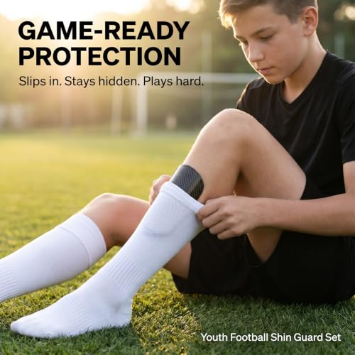 Mini Soccer Shin Guards for Youth & Adults - Black 2 Pair