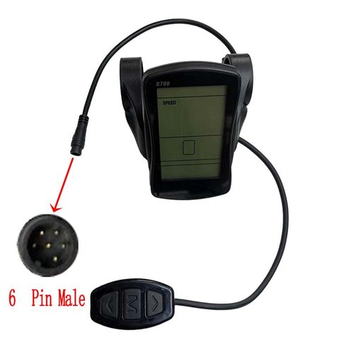 NULKOMMA S700 Electric Bike LCD Display Meter E-Bike Display Screen 36V/48V Electric Bike Computer Conversion Accessories for Electric Scooter (6-pin-Male Plug)