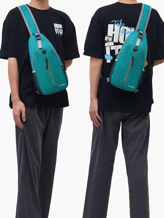 FRANSHION one strap backpack for men,sling bag for women crossbody,hiking ,small backpack,waterproof sling bag(light blue)