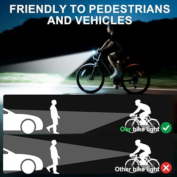 1800 Lumen Bike Lights, 5 LED Bike Light for Night Riding, USB-C Rechargeable Bicycle Light, 4 Modes, IPX5 Waterproof Bicycle Headlight for Adult Kid Mountain