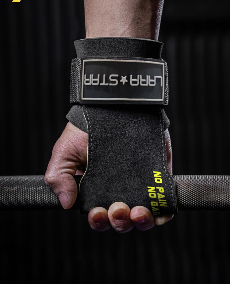 LARA STAR Weight Lifting Wrist Hooks Straps for Maximum Grip Support - Deadlift Gloves Grip Pads Alternative in Fitness Gym Power Training Pull Up Deadlifting & Shrugs