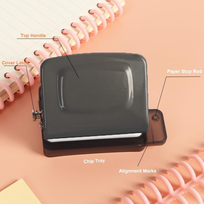 Spiral Binding Machine-Mini 6 Hole Puncher, DIY Creative Book Binder Machine for Planner, Portable A4/A5/B5 Book Loose Leaf Paper Puncher for Coil Bound- Blue