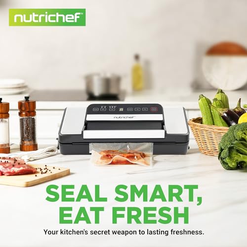 Nutrichef Red Automatic Food Vacuum Sealer with Double Sealing, Black, 16.14 x 7.08 x 5.71 inches