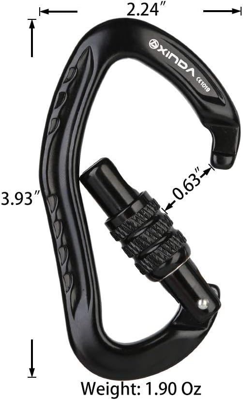 22KN Auto Locking Carabiner Clip - Twist Lock Climbing Carabiner CE UIAA Certified, Heavy Duty Carabiners for Climbing,Rappelling,Hammock,Hiking,Camping