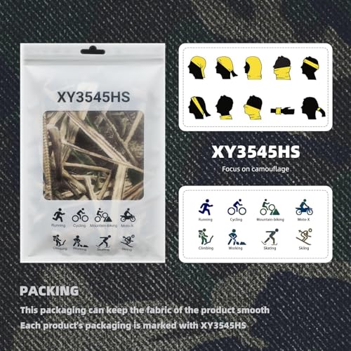 Medium-Large Camo Face Mask with Mesh Breathable Holes for Men and Women - Windproof UV Protection