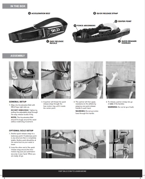SKLZ Acceleration Trainer Release Resistance Training Belt, Black