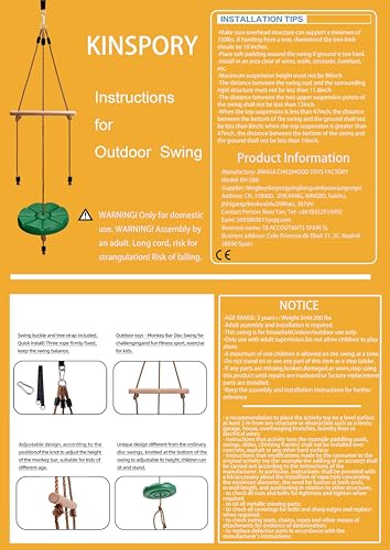 Kids Outdoor Disc Swing Set with Monkey Bars - Green, 7ft Adjustable Height