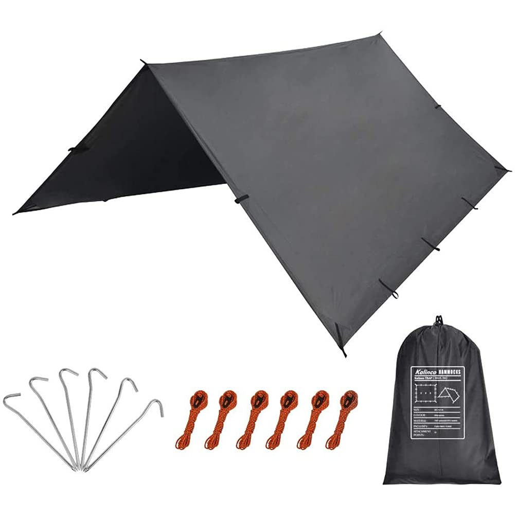 KALINCO 10X10FT Tent Tarp, Picnic Mat Camping Tarp Tent Hammock Tarp, pu Waterproof Camping tarp Tent Rain Fly Picnic Mat Survival Shelter Sunshade