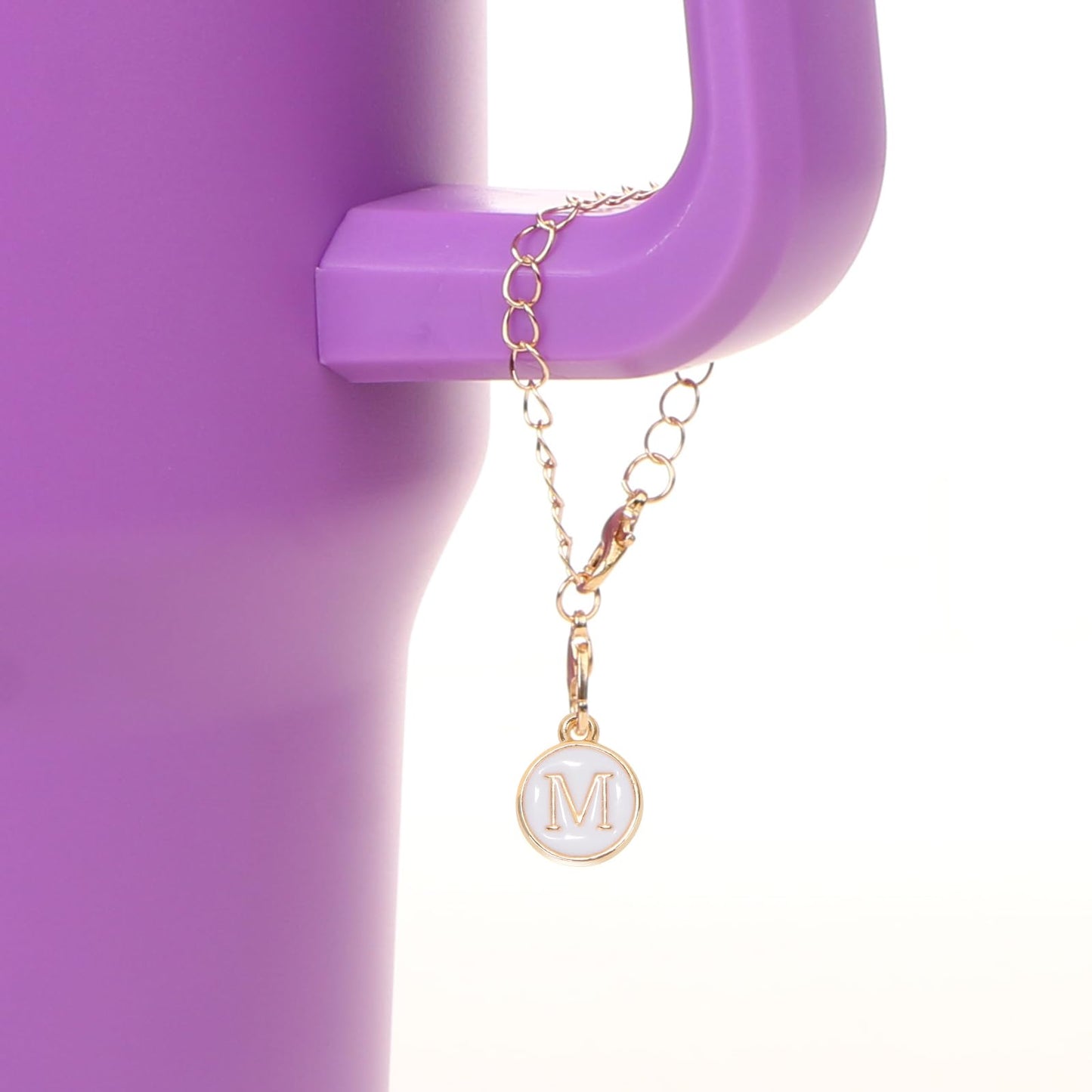 HOMICO 2PCS Round Heart Shaped Letter Chain Accessories for Stanley Cup Personalized Name ID Letter Chain Accessories for Stanley Tumbler, M