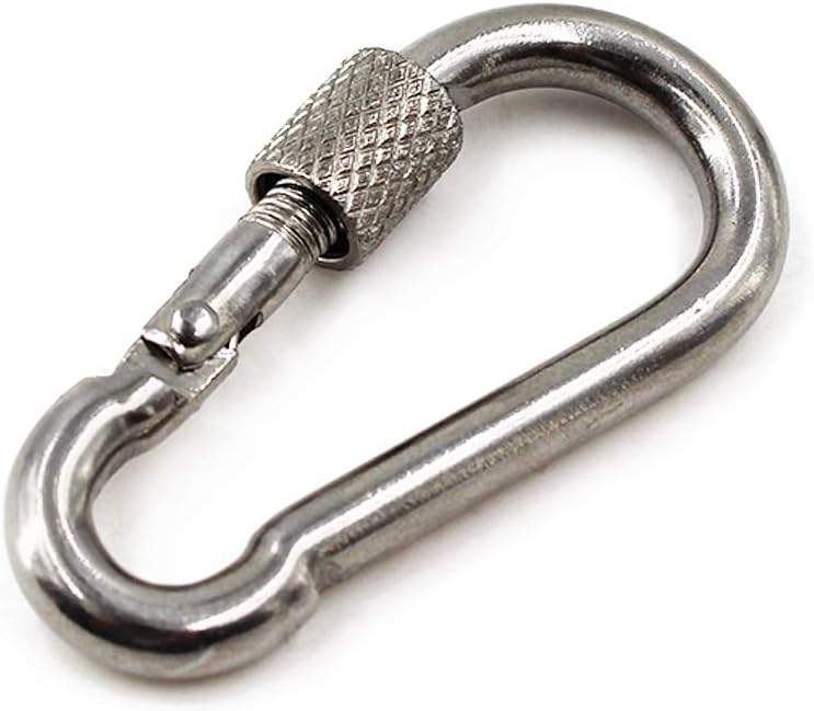 304 Stainless Steel Spring Snap Key Chain Clip Hook Screw Gate Buckle with Screw Gate Lock for Home,Outdoor Camping,Hiking Fishing,Traveling,Backpack