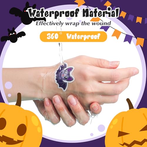 Geiserailie 60 Pcs Christmas Bandage Gifts Fun Bat Bandage Kids 6 Styles Self Adhesive Latex Free Sterile Wound Care Kid First Aid Kit Supplies for Xmas Wounds Household Patches Gifts