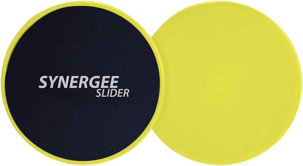 Synergee Core Sliders. Dual Sided Use on Carpet or Hardwood Floors. Abdominal Exercise Equipment